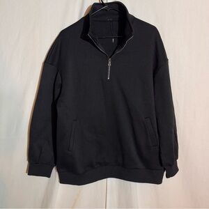 Boutique // black fleece lined quarter zip pullover size large dc1